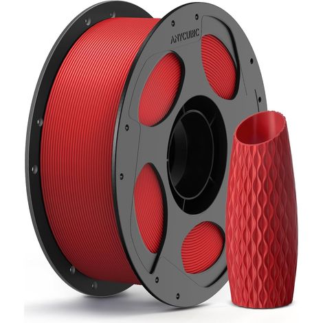 Filament PLA pour Imprimante 3D, 1KG de Filament PLA de 1,75 mm pour l’impression 3D sur Imprimante 3D et Stylo 3D, Identification Intelligente Filament, PLA Rouge (1/5)