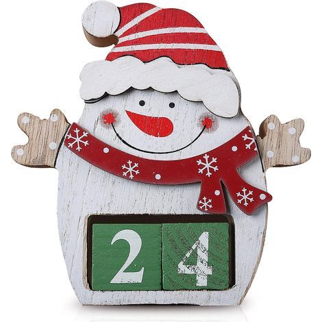 Calendario dell'Avvento (pupazzo di neve) Decorazione natalizia in legno Decorazione dell'Avvento Calendario del conto alla rovescia (1/5)
