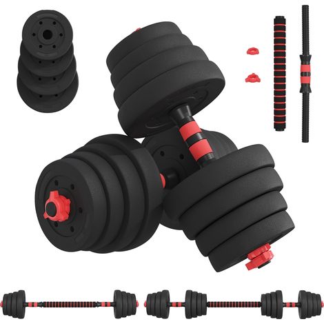 Yaheetech Haltères 27 kg avec barre de liaison 3 en 1 jeu d’haltères (1/5)