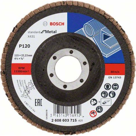 Bosch Accessories 2608603715 X431 Fächerschleifscheibe Durchmesser 115 mm Bohrungs-Ø 22.33 mm Körnun (1/5)