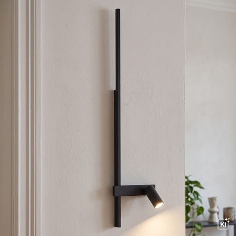 Wandleuchte LED Schwarz H: 80 cm länglich + Leselampe GU10 Wandlampe Flur (1/5)