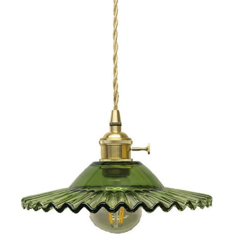 E27 Industrielle Vintage-Glas-Pendelleuchte, Retro-Deckenleuchte, Industrielle Deckenbeleuchtung, Pendelleuchten (Grünes Glas ohne s (1/5)