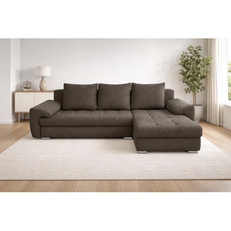 AX LIVING Manisa Wohnzimmer Couch L Form Couch Braun R