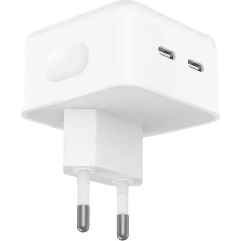 Chargeur USB C Rapide 25W+25W pour iPhone, Prise Murale Double Port avec Câble, Chargeur Secteur Type C pour iPhone 14/12/13/11/XS/XR, iPad Pro/Air, Galaxy (1/5)