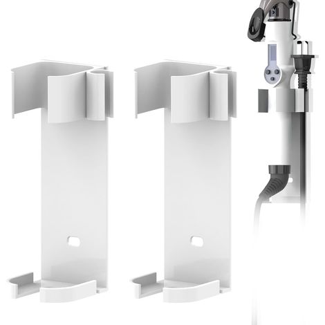 Lot de 2 Supports muraux Extra Larges pour Fer à friser de Moins de 4,5 cm de diamètre pour appareils de Coiffure, fers Plats, Baguettes à friser (Blanc) (1/5)