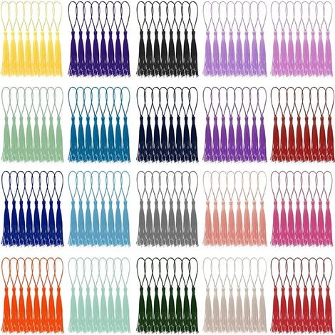 160 Pcs Pampilles Décoratives Faites à La Main, 20 Couleurs Signets Glands,Pompons Soyeux Faits à la Main,pour Projets de Bricolage,Marque Pages (1/5)