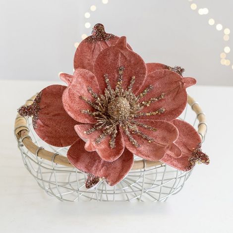 Fleur Artificielle - Magnolia - 24 cm - Décoration Pour Bouquets Événements Mariages Noël - 1 Pièce (1/4)