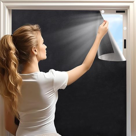 Store 100 % occultant - Portable - 200 x 145 cm - Store occultant à coller pour fenêtres qui s'adapte à toutes les formes de taille - Store occultant de voyage pour chambre à coucher, chambre d'enfant (1/5)