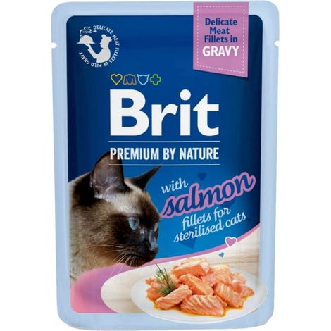 Brit Premium CAT Sterilisierte Lachsfilets für ausgewachsene Katzen (Beutel) 85 g