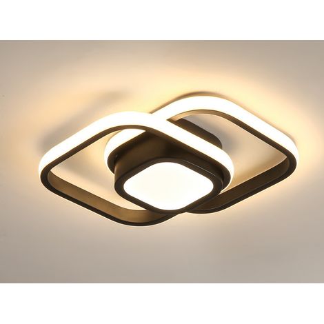 Small modern square LED ceiling light of 36W, suitable for indoor living rooms, with three light colours (black casing). (1/5)
