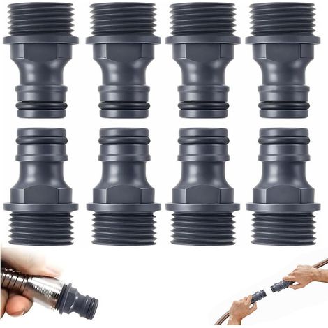 Lot De 8 Raccord Tuyau D'arrosage 1/2 Pouce Filetage Mâle Adaptateur Embout Tuyau Arrosage Connecteur Robinet Jardin Système Irrigation Raccord Rapide Durable Pour Tuyau (1/5)