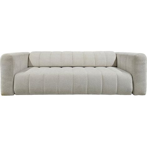 MARIUS - Canapé droit convertible tissu chenille 3 places - Gris clair