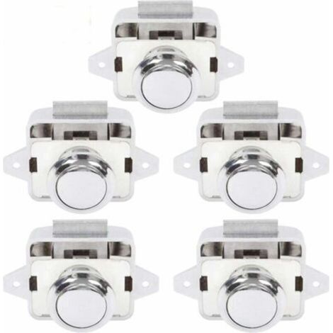 Bouton Poussoir Camping Car - Serrure Loquet Porte Fermeture Placard Bouton pour RV caravane de moteur 5 pièces Argent--TRIMEC (1/5)