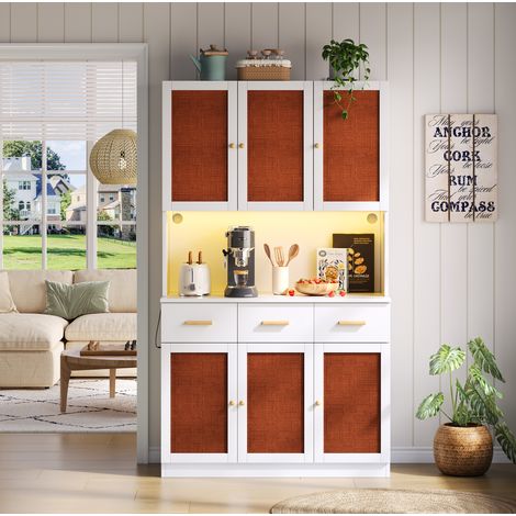 Credenza buffet 105/43/182 cm bianca con LED, prese e ampio spazio (1/5)