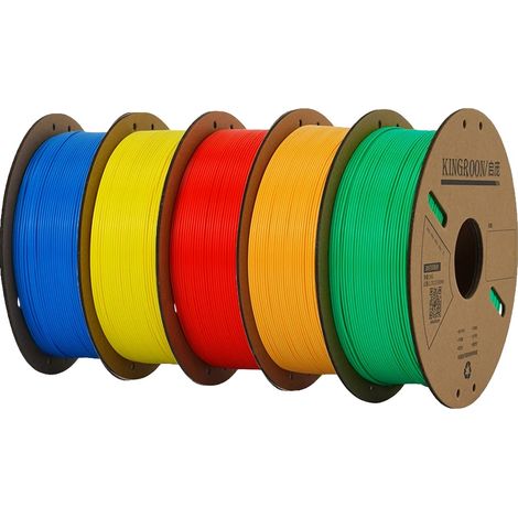 Filamento per stampante 3D, diametro 1,75 mm, senza bolle, 5 rotoli, colori misti (1/2)