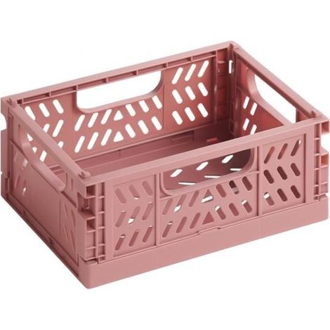 Mini caisse de rangement - Plastique - Pliable - Rose - 14x10,5x6cm - Bureau, loisirs créatifs