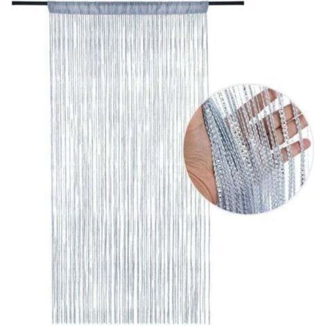 Rideau Occultant Anti Mouche Rideau de Porte Panneau Moustiquaire Pailleté Fil Rideaux Décoration Mural Fenêtre Porte Salle de Frange 100 x 200 cm (1/5)