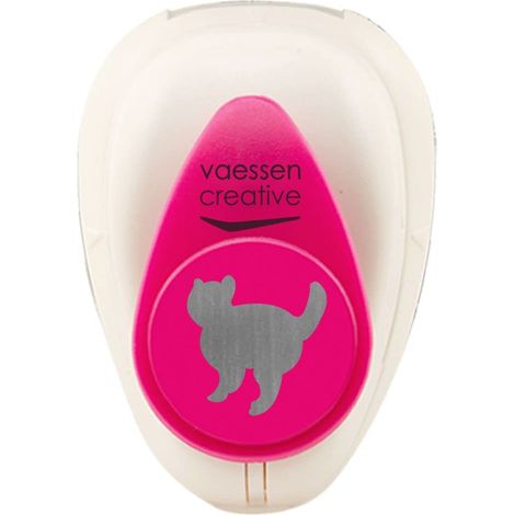 Vaessen Creative Craft Punch-Gatto Perforatrice Piccola, Plastic, Rosso, 6.5 x 4.5 x 4.4 cm