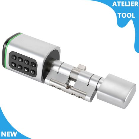 ATELIER Serrure de cylindre de porte électrique ronde APP Mot de passe Smart Keycard Keys Lock pour 1.4-1.8in épaisseur de porte (1/5)