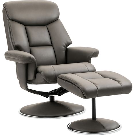 Fauteuil relax avec repose-pieds dossier reglable similicuir jusqu'a 150 kg Gris