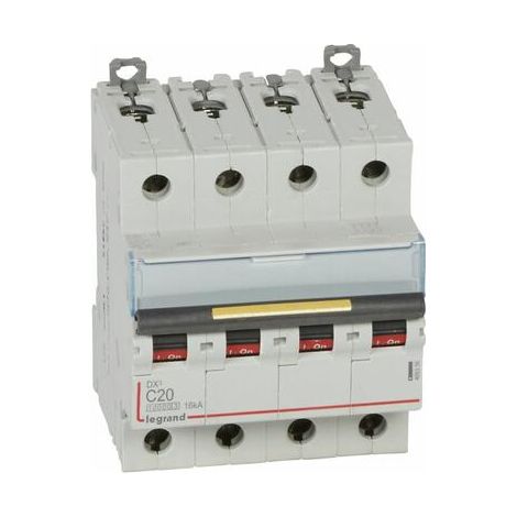 Disjoncteur DX³10000 16kA arrivée haute et départ bas à vis 4P - 400V - 20A - courbe C - 4 modules - 409356 - LEGRAND