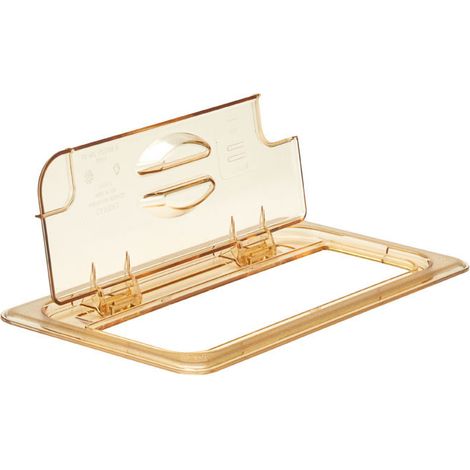 Couvercle FlipLid à encoche GN 1/3 - Haute température - 17.6 x 32.5 cm - Ambre - Lot de 6 - Cambro