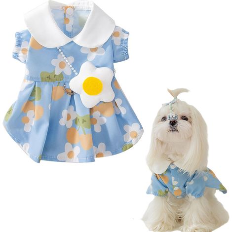 Robe pour chien douce et respirante, élégante robe princesse florale avec fleurs pour petit chien