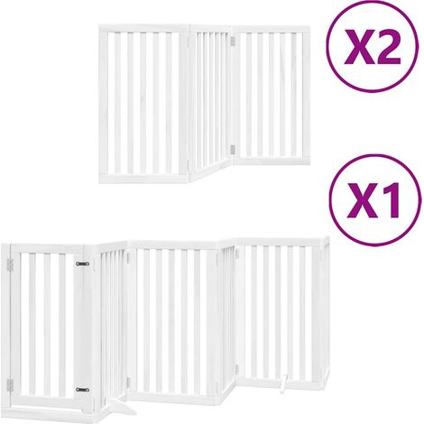 Barrière pour chien porte pliable 12 panneaux bois de peuplier (1/5)