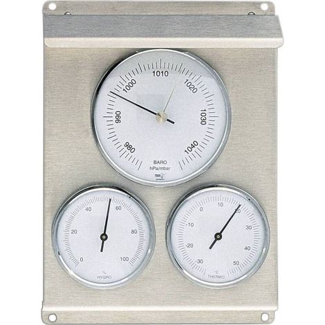 [GEBRAUCHT] B-Ware Mechanische Wetterstation Edelstahl TFA Dostmann analog 0-100% Feuchte -35 bi... (1/2)