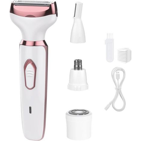 Rasoir Électrique - 4 En 1 Corps Sourcils Nez - Sans Fil Rechargeable - Pour Femme - 13 8 X 2 5 Cm - 45 Min Autonomie - 1 Pièce (1/5)