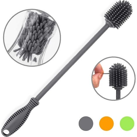 Brosse de nettoyage pour biberons en silicone avec long manche, brosse pour biberons de 32 cm (12,5 pouces) (1/5)