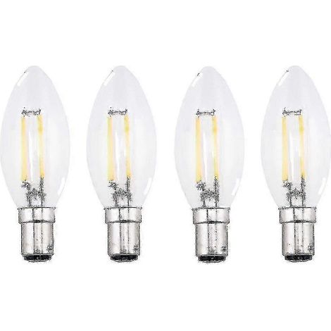Lot de 4 ampoules LED à filament B15 de 4 W, culot candélabre, blanc chaud 2700 K, petit culot à baïonnette, style vintage - zong (1/5)