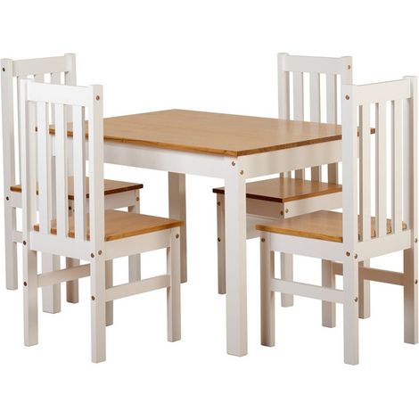 Ludlow 1+4 Dining Set - White/Oak Lacquer