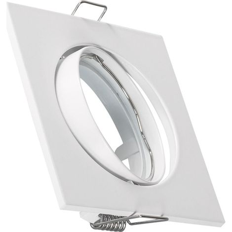 Portafaretto Downlight Quadrato Basculante per Lampadina LED GU10 / GU5.3 Foro Ø 72 mm Bianco (1/4)