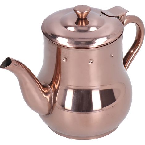 Teekanne aus roségoldenem Edelstahl, 500 ml, mit integriertem Deckel und hitzebeständigem Griff, ideal für Besprechungsräume. (1/5)