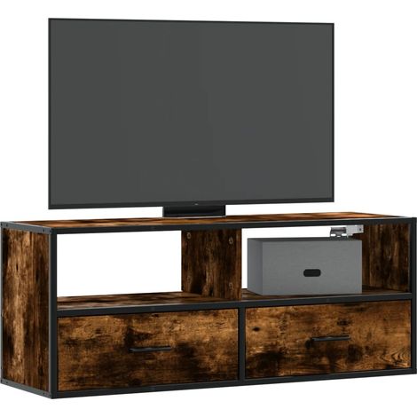 TV-Schrank Räuchereiche 100x31x39,5 cm Holzwerkstoff und Metall