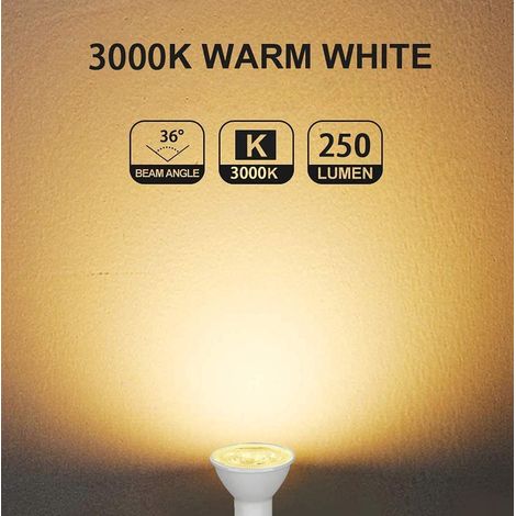 Lampe GU10, lampe, lot de 10 spots LED 5W120° couvercle plat, température de couleur : blanc chaud 3000K, (1/2)