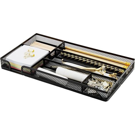 Bandeja organizadora para cajones de oficina – Malla metálica – Accesorios y suministros (Negro) (1/5)