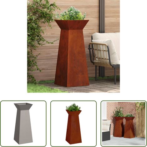 Gartenplanter - Säulen Pflanzer 2 pcs Silber 40 x 40 x 100 cm Wetterfeststahl (1/5)