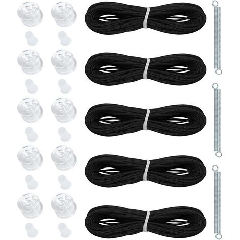 Ensemble de 28 pièces de rechange pour stores plissés, ressorts de cordon, pièces de rechange pour poulies et accessoires pour stores plissés noirs. (1/5)