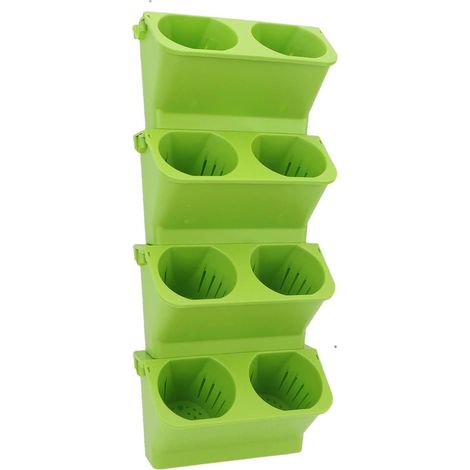 Macetero de pared, soporte vertical multicapa, 4 piezas, soporte para flores con estructura estable, expositor interactivo para exteriores con diseño compacto.