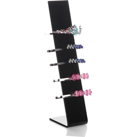 Présentoir à pinces à cheveux YX033, présentoir en acrylique pour pinces à cheveux, bandeaux, accessoires de tête, bijoux, élastiques à cheveux, noir (1/5)