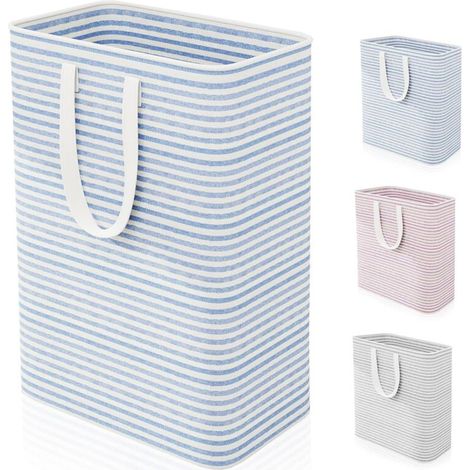 Grand Panier à Linge Pliable 75L, Panier à Linge Imperméable Autoportant, Poignées Renforcées, Corbeille à Linge pour Vêtements, Serviettes, Jouets et Couvertures, Bleu (1/5)