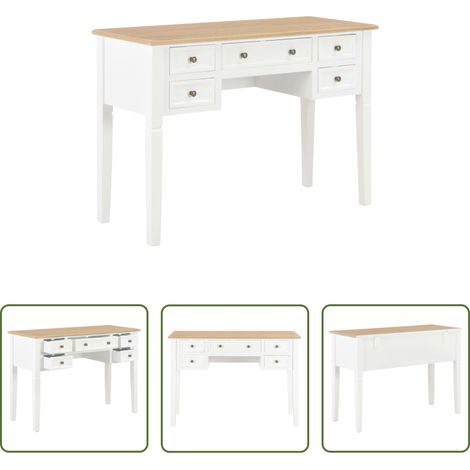 Schreibtisch Weiß -  Schreibtisch Weiß 109,5 x 45 x 77,5 cm Holz (1/5)