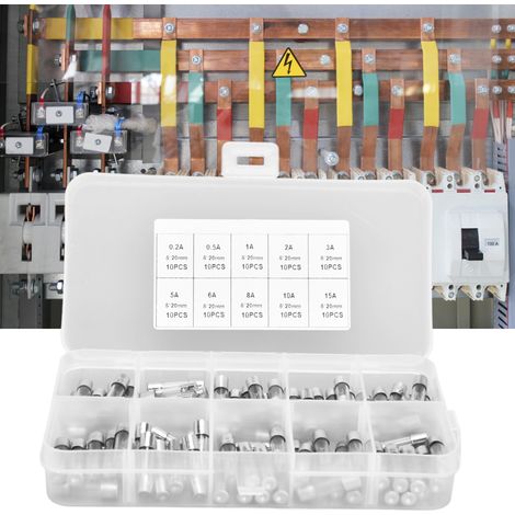 100 pièces Fusible Rapide Verre 0.2A à 20A - Kit Protection Électrique