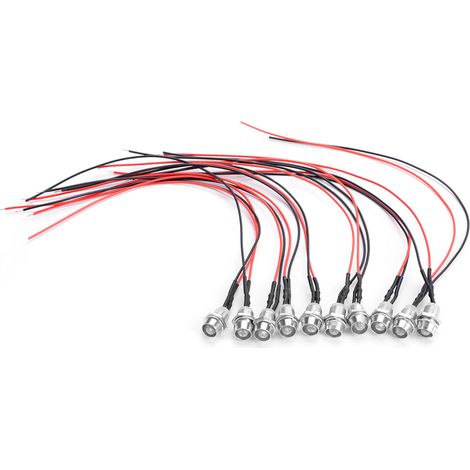 10 Stück 12V 8mm vorverdrahtete LED-Leuchtdioden mit Dauerlicht, ultrahell, wasserklar (01) (1/5)
