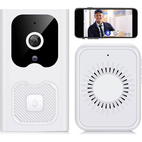 Wireless Remote Video Doorbell, WiFi Video Doorbell Outdoor Night Vision Wireless Doorbell Camera Residential Intercom Smart Home Monitor Security Protection, Two-Way Talk, Photo (1/5)