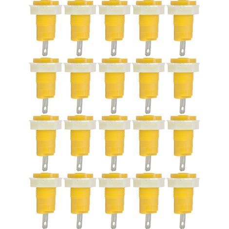 Lot de 20 bornes de raccordement à douille banane, adaptateur en laiton pour soudage sécurisé, borne de mise à la terre 4 mm 402 1 kV 32 A jaune (1/5)