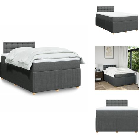 Sommier à lattes de lit avec matelas Gris foncé 120x200cm Tissu - Sommier À Lattes De Lit - Sommiers À Lattes De Lit - Lit - Meuble De Chambre À Coucher (1/5)