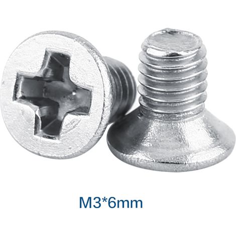 100 Vis à Tête Plate Fraisée M3 x 6mm - Acier Inoxydable SS304 - Lot de Fixation Haute Qualité
